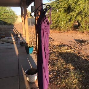 Sleeveless Purple Maxi Dress - Elegant Gathered Bodice